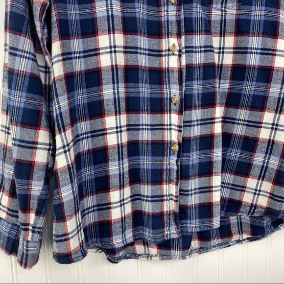 Brandy Melville Wylie Blue Plaid Flannel Shirt OS Y2K /  90’s Grunge Style - Picture 4 of 8
